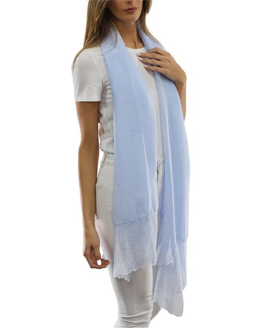 La Fiorentina Blue Lace Trim Scarf