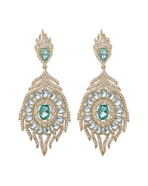 Eye Candy LA Metallic The Luxe Collection Cz Peacock Dangle Earrings