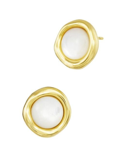 Savvy Cie Metallic 18K Plated Pearl Stud Earrings