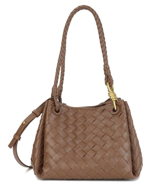 Tiffany & Fred Paris Brown Hand-Woven Leather Shoulder Bag