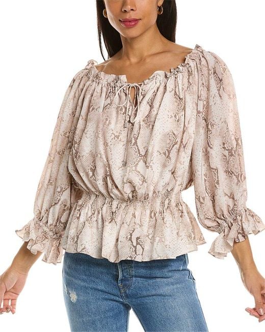 Tahari Natural Off-the-shoulder Silk Blouse
