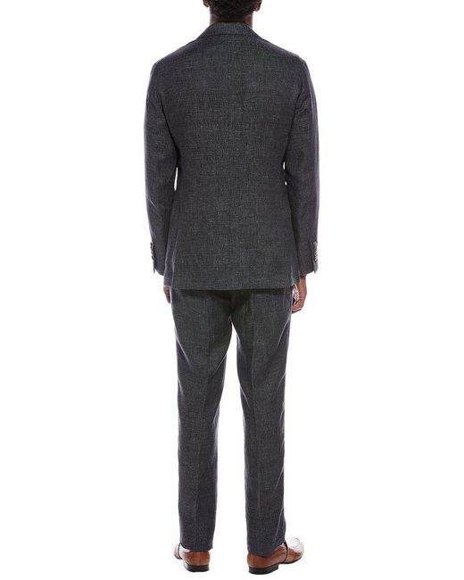 Brunello Cucinelli Black 2Pc Linen Suit With Pleated Pant for men