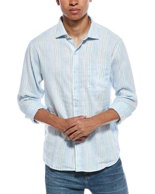 Tommy Bahama Blue Barbados Breeze Sea Stripe Linen-Blend Shirt for men