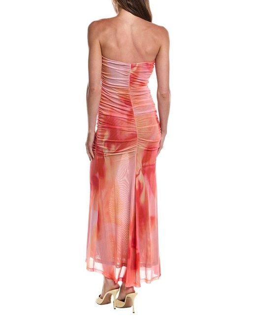 Bardot Red Stephanie Printed Mesh Dress
