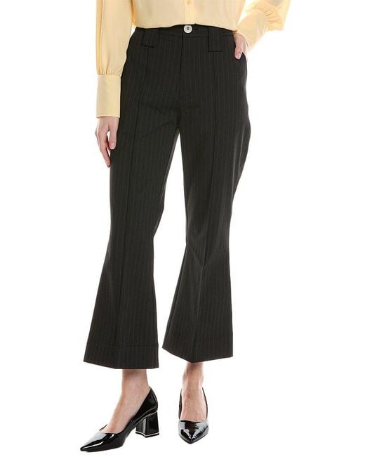 Ganni Black Stretch Stripe Bootcut High-waist Crop Pant