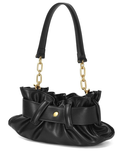Tiffany & Fred Paris Black Smooth Leather Shoulder Bag