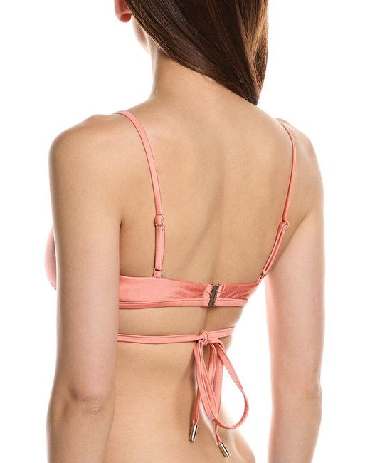 Jonathan Simkhai Pink Harlen Tie-Front Bikini Top