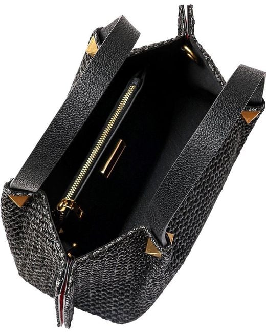Tiffany & Fred Paris Black Raffia & Leather Top-handle Shoulder Bag