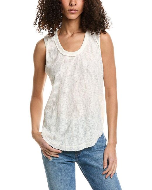 Project Social T White Wanderer Textured Scoop Neck Tank