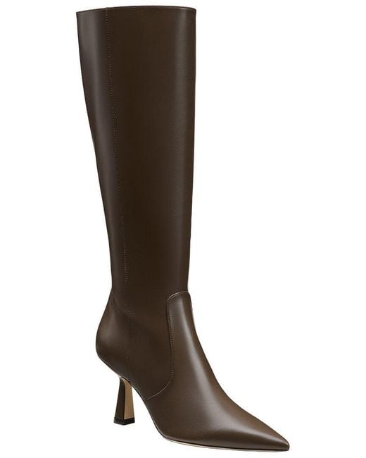 Stuart Weitzman Brown Stuart Supersculpt Zip Leather Boot 75