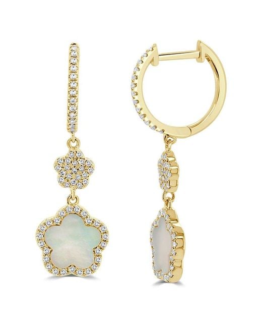 Sabrina Designs Metallic 14K 0.32 Ct. Tw. Diamond & Pearl Dangle Earrings