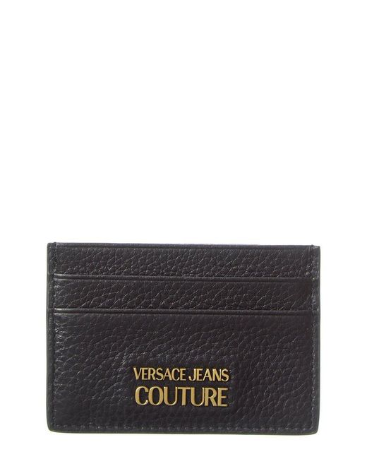 Versace Black Range Metal Lettering Leather Card Case for men