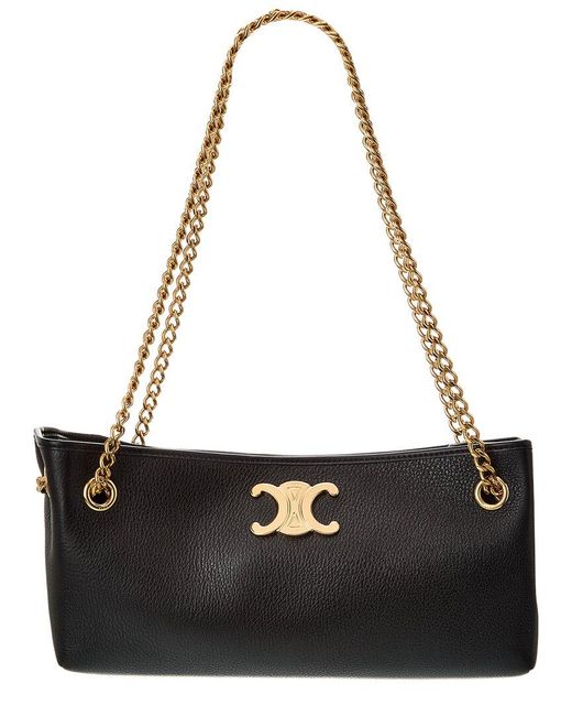 Céline Black Newspaper Medium Leather Shoulder Bag