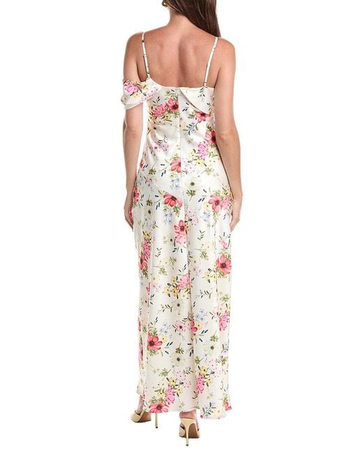 Avec Les Filles White Asymmetrical Bias Maxi Dress