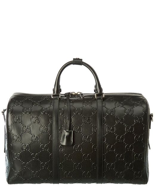 Gucci Black Embossed Leather Satchel