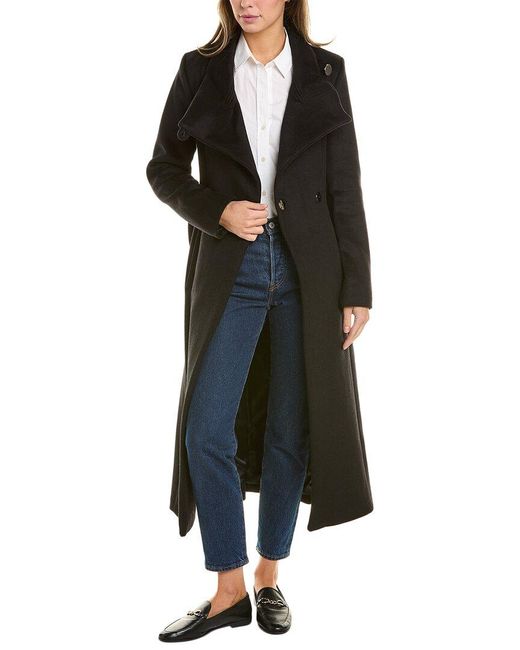 Kenneth Cole Black New York Belted Maxi Wool-blend Coat