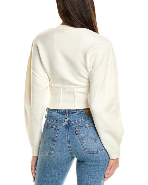 Maje White Corset Hem Sweater