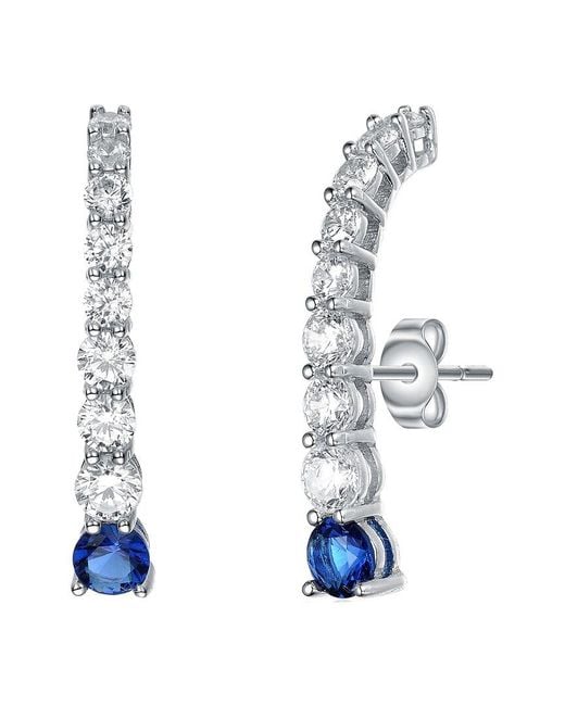 Genevive Jewelry White Silver Cz Earrings