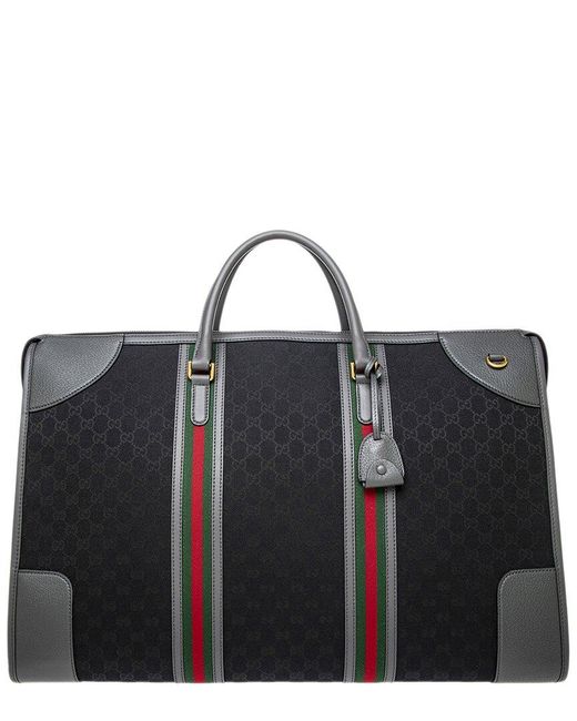 Gucci Black GG Bauletto Canvas & Leather Duffel Bag