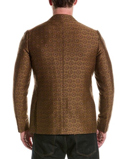 Isaia Brown Wool & Silk-blend Suit Jacket for men