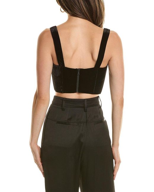 Bardot Black Fitted Velour Corset Bustier Top