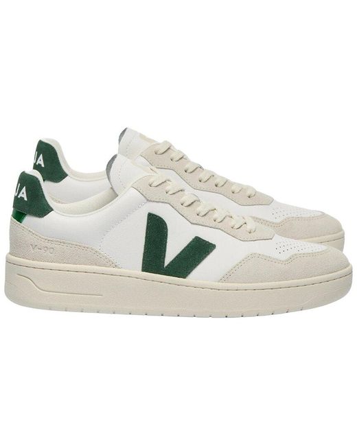 Veja White V-90 Leather & Suede Sneaker