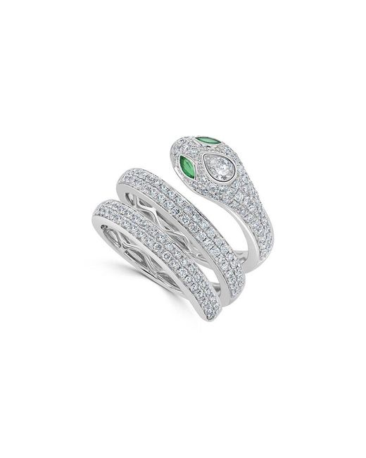 Sabrina Designs White 14K 1.24 Ct. Tw. Diamond & Emerald Snake Wrap Ring