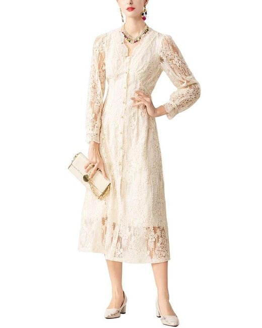BURRYCO Natural Long Sleeve Midi Dress