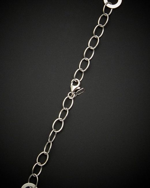 Italian Gold Black 14k Oval Link With Polished Open Circle Station Necklace
