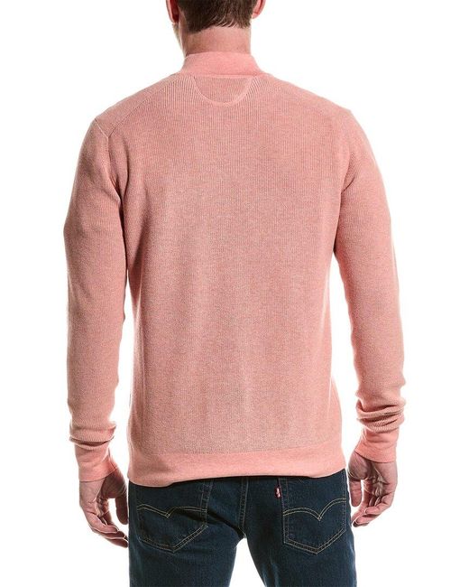 Raffi Red English Rib 1/4-zip Mock Neck Sweater for men