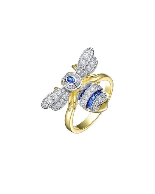 Genevive Jewelry Blue 14k Over Silver Cz Wasp Ring