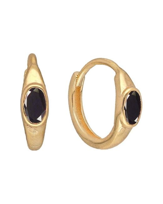 TIRAMISU Metallic 14K Plated 0.60 Ct. Tw. Onyx Huggie Earrings