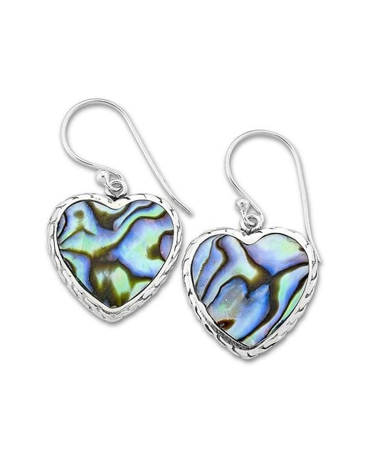 Samuel B. Multicolor Silver Abalone Heart Earrings