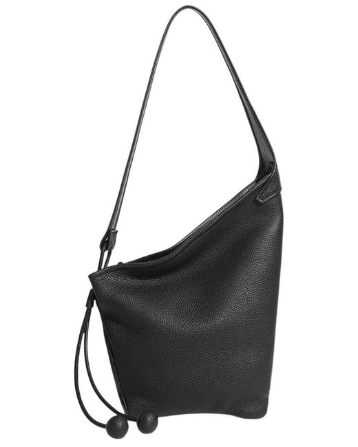Adele Berto Black Leather Shoulder Bag