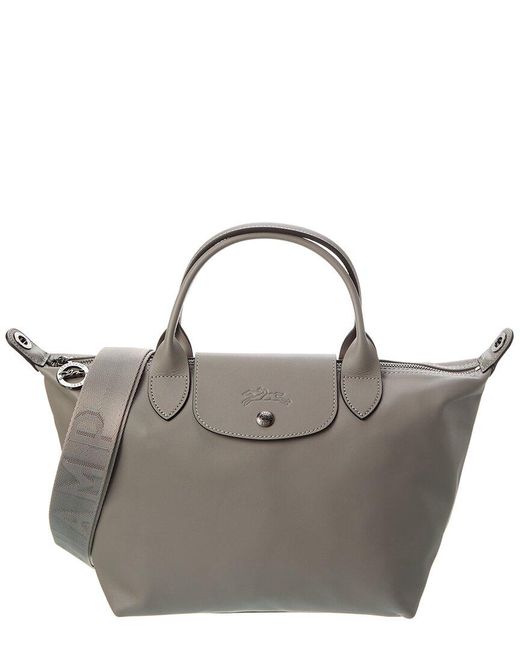 Longchamp Gray Dnu Le Pliage Xs Leather Short Handle Handbag