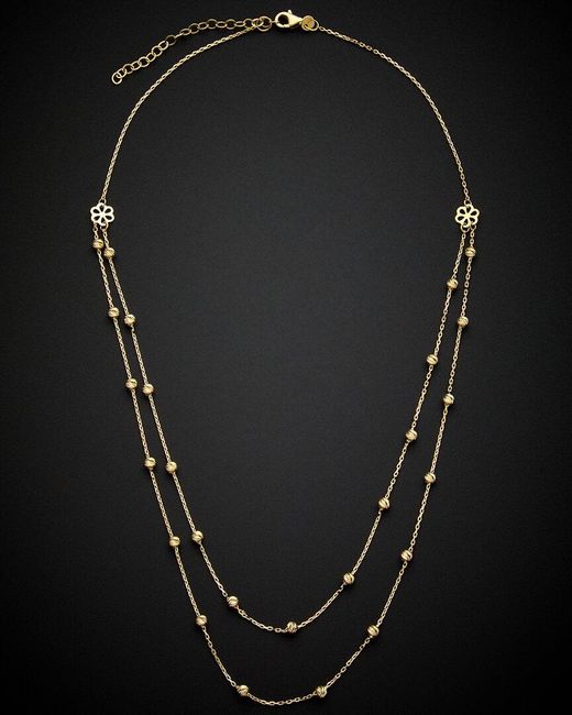 Italian Gold Black 14k Bead Station Necklace