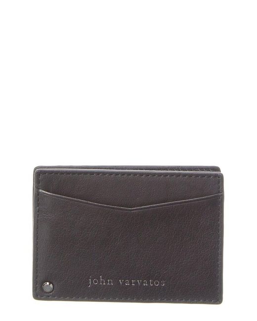 John Varvatos Gray Heritage Dual Swing Leather Card Case for men