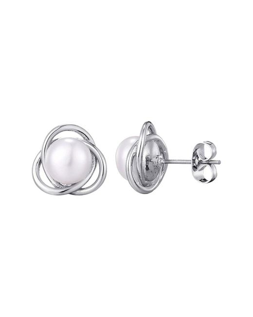 Adornia Metallic Plated 8Mm Pearl Stud Earrings