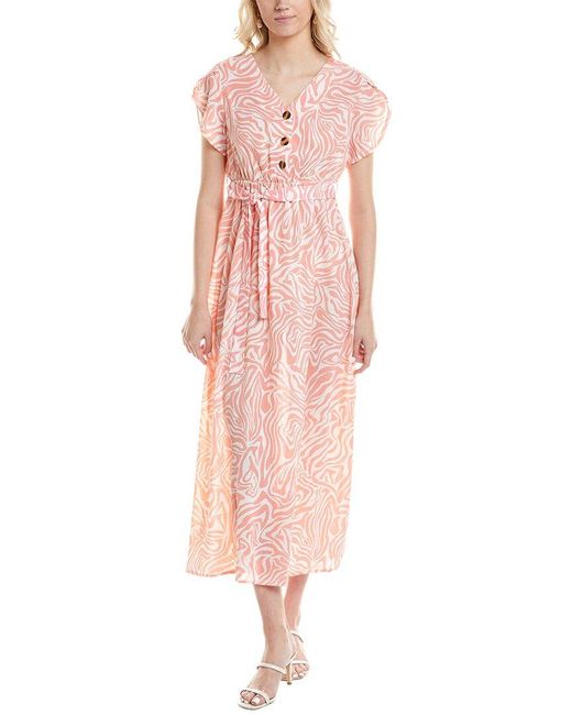 Marion Pink Tie Waist Midi Dress