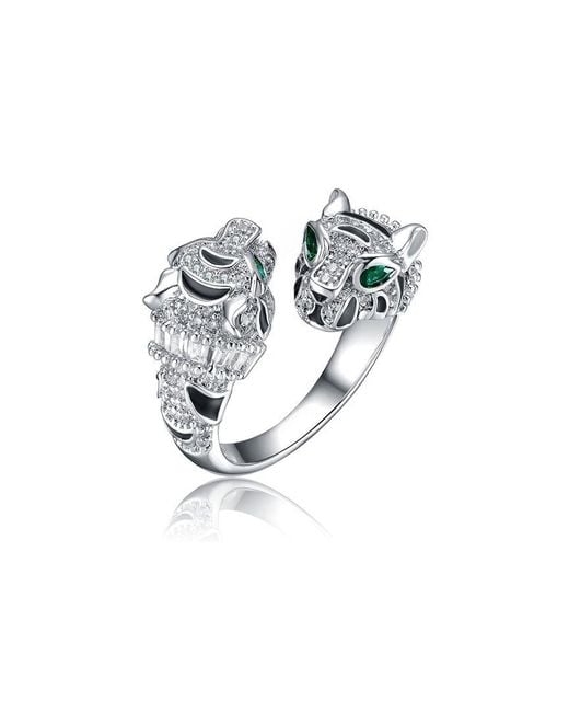 Rachel Glauber White Rhodium Plated Cz Ring