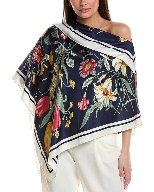 La Fiorentina Blue Floral Poncho