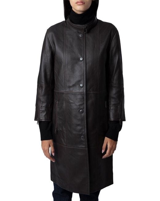コート Zadig & Voltaire Macari Buttoned Leather Coat Zadig & Voltaire Macari buttoned leather coat | farfetch