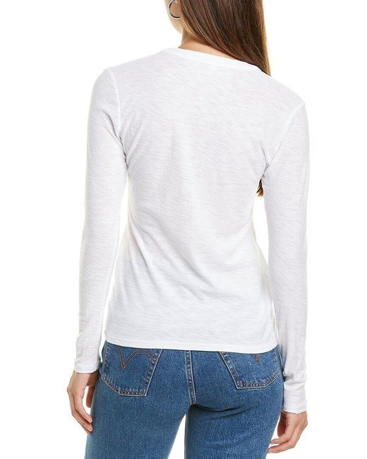 James Perse White Jersey Henley Top