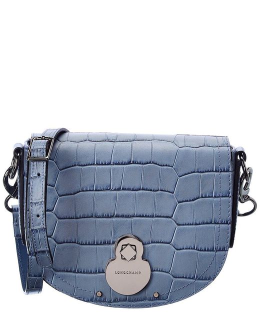 Longchamp Cavalcade Small Crocembossed Leather Crossbody in Blue Lyst