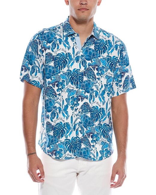 Tommy Bahama Blue Grand Wailea Print Camp Shirt for men