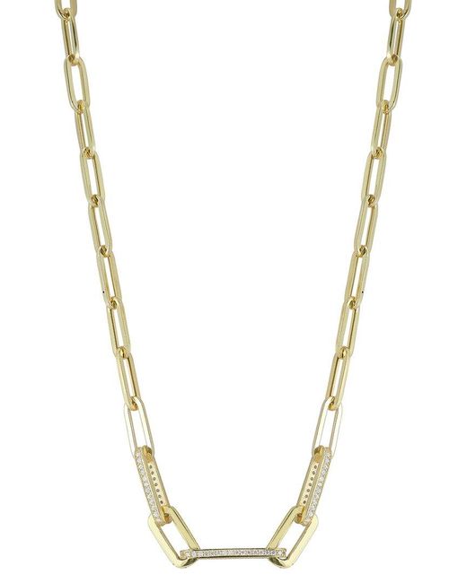 Chloe and Madison Metallic 14k Over Silver Cz Chunky Paperclip Necklace