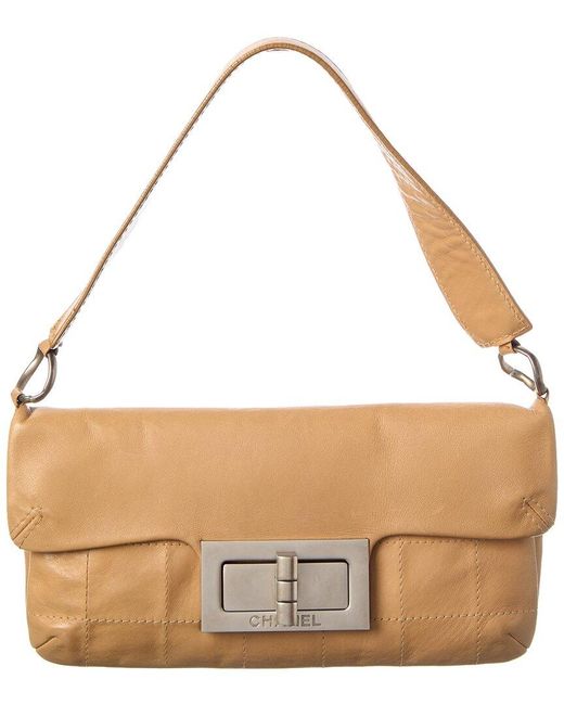 Chanel Brown Tan Calfskin Leather Square Stitched Mademoiselle Shoulder Bag (authentic Pre-loved)