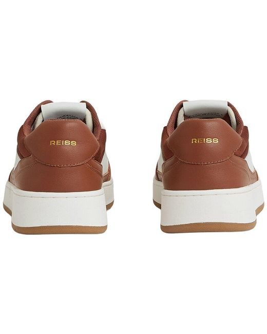 Reiss Brown Astor Leather Paneled Sneaker