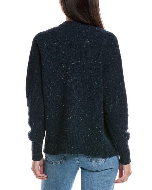 Lafayette 148 New York Blue Zip Front Cashmere & Wool-Blend Cardigan