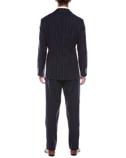 Brunello Cucinelli Blue 2Pc Wool-Blend Suit With Flat Front Pant for men